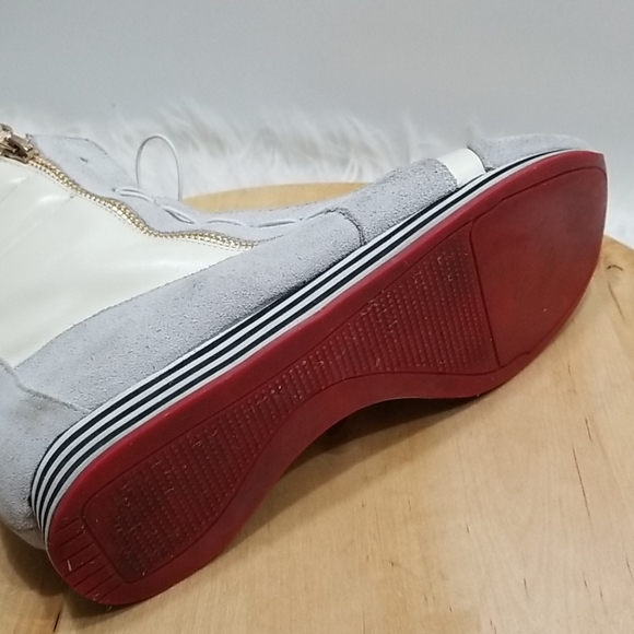 Y-3 YOHJI YAMAMOTO White Gray Suede High Top Wedge Leather Snkr 7.5/8 - Picture 7 of 8